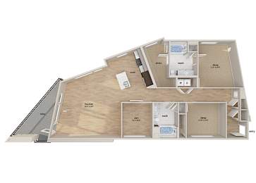Floor Plan  Two bedroom floor plan image at Altitude Apartments