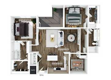 Floor Plan  Two bedroom floor plan at Merrick on Midway Apartments in Farmers Branch TX