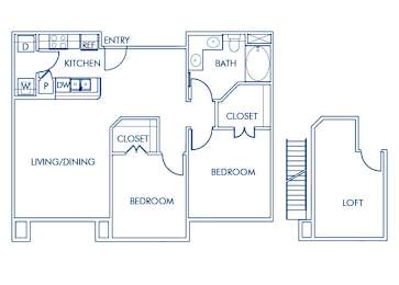 Floor Plan  Two bedroom floor plan at Caprielle Apartments in San Diego CA
