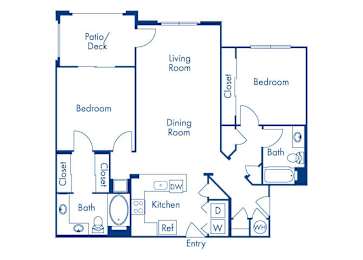 Floor Plan  Two bedroom floor plan at Campana Crown Valley Apartments in Mission Viejo CA