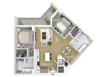 Floor Plan  Two bedroom floor plan at Treo Apartments in Fort Lauderdale FL