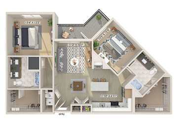 Floor Plan  Two bedroom floor plan image at East Bend Apartments in Houston TX