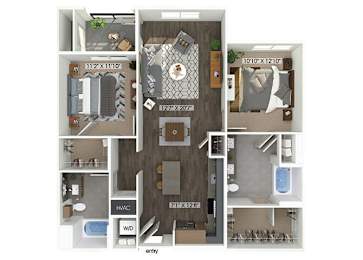 Floor Plan  Two bedroom floor plan at The Braydon Apartments in Napa CA
