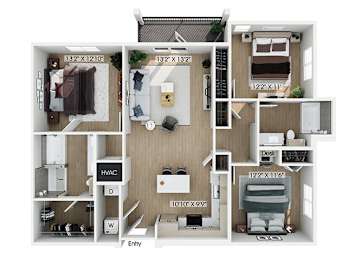 Floor Plan  Two bedroom floor plan at Hawkley Apartments in Milford MA