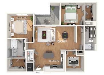 Floor Plan  Two bedroom floor plan at Heights at 1520 Apartments in Houston TX