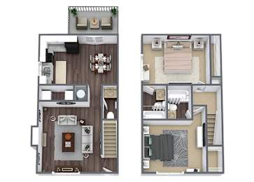 Floor Plan  Two bedroom floor plan image at Priest Lake in Nashville TN