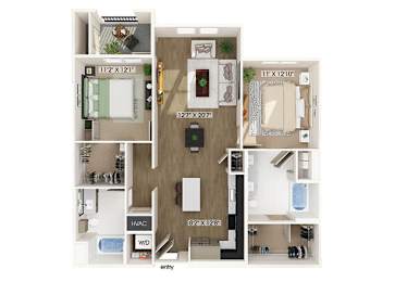 Floor Plan  Two bedroom floor plan image at West Village Poway Apartments in Poway CA