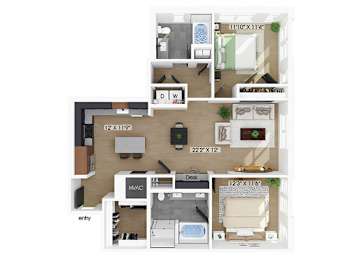 Floor Plan  Two bedroom floor plan at 333 Ellington in Gaithersburg MD