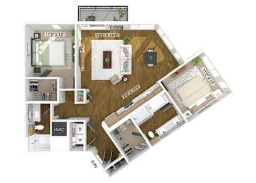 Floor Plan  Two bedroom floor plan at The Edley in Atlanta GA