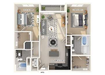 Floor Plan  Two bedroom floor plan image at East Bend Apartments in Houston TX