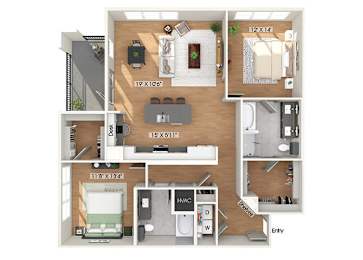 Floor Plan  Two bedroom floor plan at Heights at 1520 Apartments in Houston TX