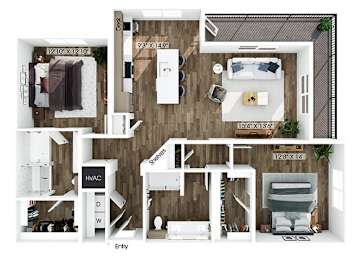 Floor Plan  Two bedroom floor plan at Merrick on Midway Apartments in Farmers Branch TX
