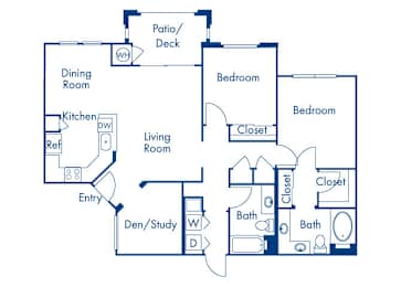 Floor Plan  Two bedroom floor plan at Campana Crown Valley Apartments in Mission Viejo CA