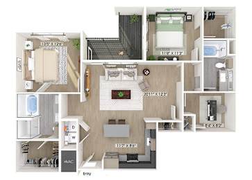 Floor Plan  Two bedroom floor plan at Station 316 in Woburn MA