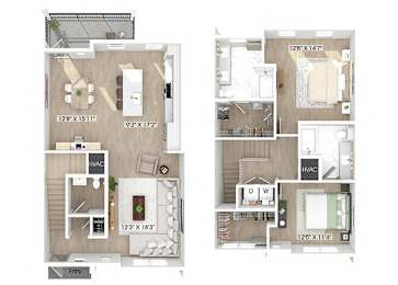Floor Plan  Two bedroom townhome floor plan image at Wayfern Apartments in Sandy Springs GA