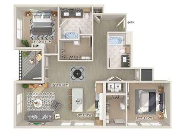 Floor Plan  Two bedroom floor plan image at East Bend Apartments in Houston TX
