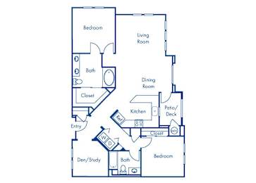 Floor Plan  Two bedroom floor plan at Campana Crown Valley Apartments in Mission Viejo CA