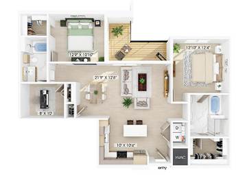Floor Plan  Two bedroom with den floor plan at 333 Ellington in Gaithersburg MD