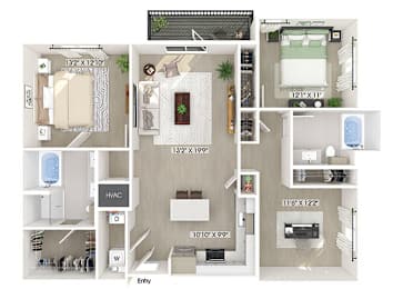Floor Plan  Two bedroom floor plan at Station 316 in Woburn MA