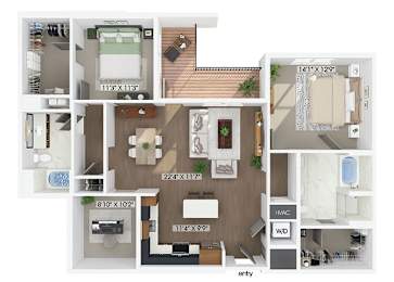 Floor Plan  Two bedroom with den floor plan at Jayden Apartments in Peabody MA