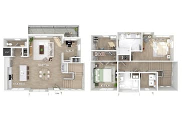 Floor Plan  Two bedroom townhome floor plan at Wayfern Apartments in Sandy Springs GA