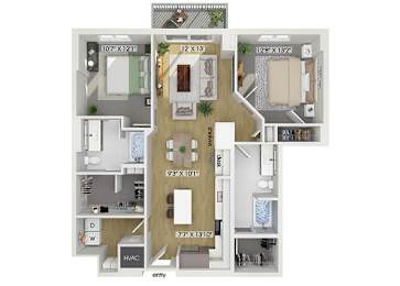 Floor Plan  Two bedroom floor plan at Treo Apartments in Fort Lauderdale FL
