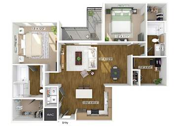 Floor Plan  Two bedroom floor plan at The Edley in Atlanta GA