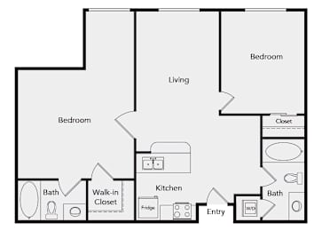 Floor Plan  B7 Two bedroom floor plan image at iL Palazzo Apartments in San Diego CA