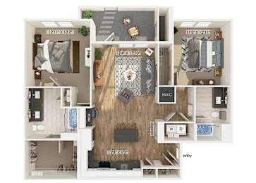 Floor Plan  Two bedroom floor plan at The Braydon Apartments in Napa CA