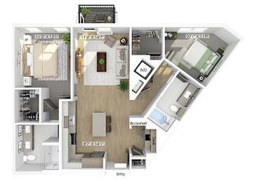 Floor Plan  Two bedroom floor plan at The Brynn in Kirkland WA