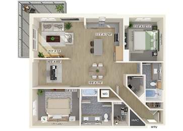 Floor Plan  Two bedroom floor plan at Treo Apartments in Fort Lauderdale FL