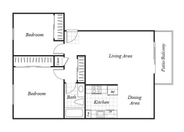 Floor Plan  two bedroom one bathroom floor plan at baycliff