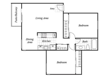 Floor Plan  two bedroom one bathroom floor plan at baycliff