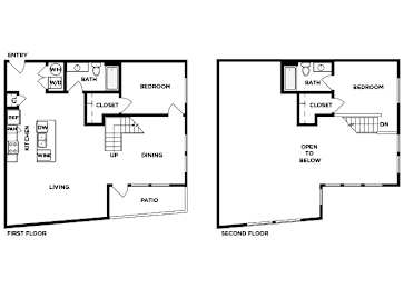 Floor Plan  Two bedroom floor plan image at Norte Town Lake Apartments in Tempe Arizona