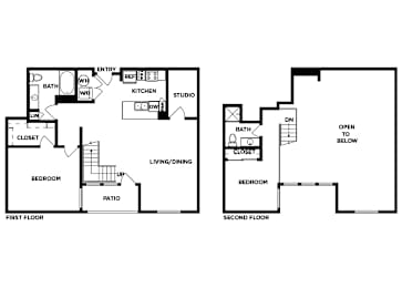 Floor Plan  Two bedroom floor plan image at Norte Town Lake Apartments in Tempe Arizona