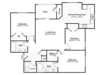 Floor Plan  three bedroom two bathroom floor plan image
