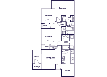 Floor Plan  Three bedroom floor plan at Greens of Pine Glen in Durham NC