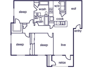 Floor Plan  C1 Floorplan Image at Bonito Parque Apartments in San Antonio, TX