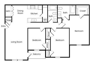 Floor Plan  Three bedroom floor plan image at Chroma Park Apartments in Austell GA