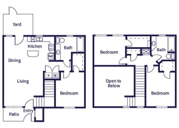 Floor Plan  Three bedroom floor plan image at Fallbrook Ranch in Houston TX