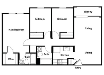 Floor Plan  Three bedroom floor plan at Glenmary