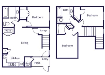 Floor Plan  three bedroom townhome floor plan at fountains at tidwell