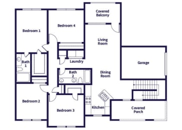 Floor Plan  Three bedroom floor plan at Hollow Creek in Conroe TX