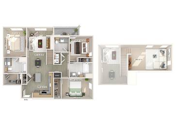 Floor Plan  Three bedroom floor plan image at The Wylden in Los Angeles CA