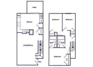 Floor Plan  Three bedroom townhome at Riverwoods at Towne Square in Woodbridge VA