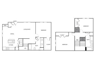 Floor Plan  Three bedroom townhome floor plan at Ironwood Crossing Apartments and Townhomes in Fort Worth TX