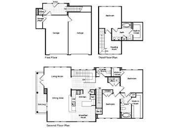 Floor Plan  Three bedroom three bathroom floor plan image at Westchester at the Pavilions in Waldorf MD