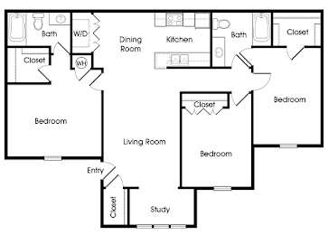 Floor Plan  Three bedroom floor plan image at Chroma Park Apartments in Austell GA