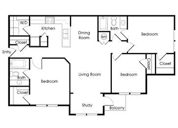 Floor Plan  Three bedroom floor plan image at Chroma Park Apartments in Austell GA