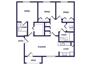 Floor Plan  C1 Floorplan Image at Cedar Grove Apartments in Miami Gardens FL